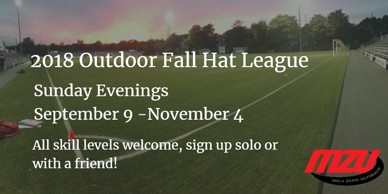 Mile Zero Ultimate (MZU) is offering outdoor and indoor fall leagues in St. John's.