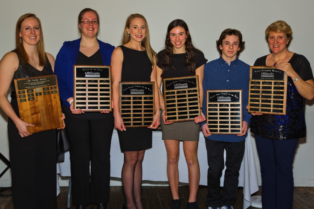 The 2019 Ultimate NL Award winners are pictured holding plaques. From left to right are Melissa Wheeler, Hilary Walsh, Erin Daly, Shae LeDevehat, Kyle Hedderson and Laurel Penney. Missing from the photo are Luke Dyer and Rachael Fitkowski.
